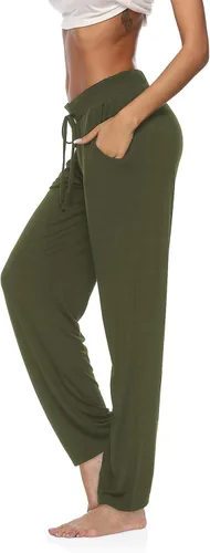 DIBAOLONG - Pantalones de yoga para mujer, pierna ancha, cómodos, con cordón, casuales, sueltos, pierna recta, pantalones de entrenamiento para