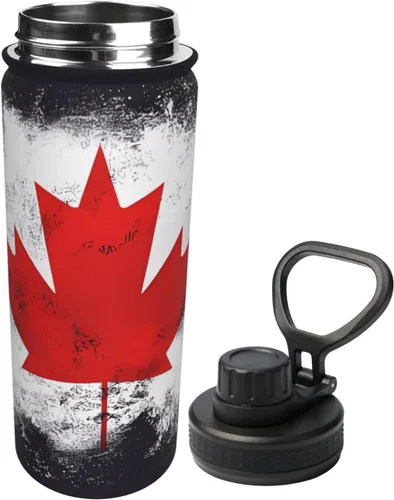 Miniatura 2 de Canadian Flag Insulated Stainless Steel Kettle Print Funny Water Bottle Insulated Ideal for Sports and Travel