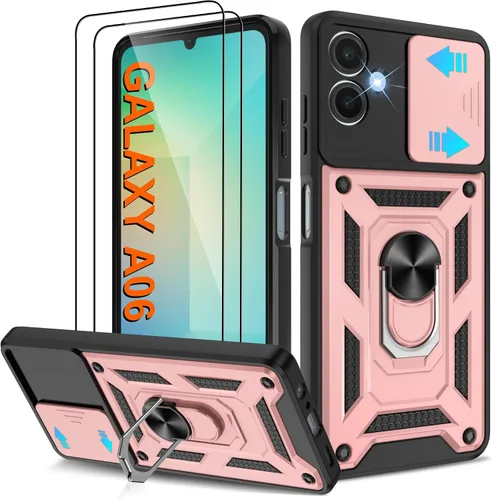 Miniatura 74 de ATUMP Funda para T-Mobile Revvl V Plus 5G con protector de pantalla HD con cubierta de cámara deslizante, soporte de anillo de rotación de 360° Negro