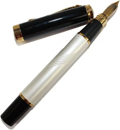 Miniatura 4 de Gullor Pluma estilográfica Jinhao 500 línea blanca tallado patrón pluma con clip dorado