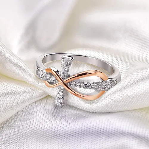 Miniatura 4 de JO WISDOM Anillo infinito de cruz de plata de ley 925 Circonita plata
