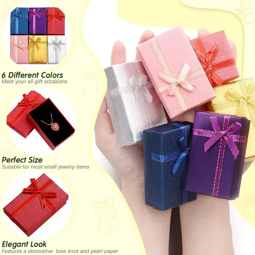 Miniatura 2 de Marspark Cajas de regalo pequeñas de joyería, caja de regalo vacía a granel con lazos, collares, pulseras, cajas de embalaje para cumpleaños, bodas