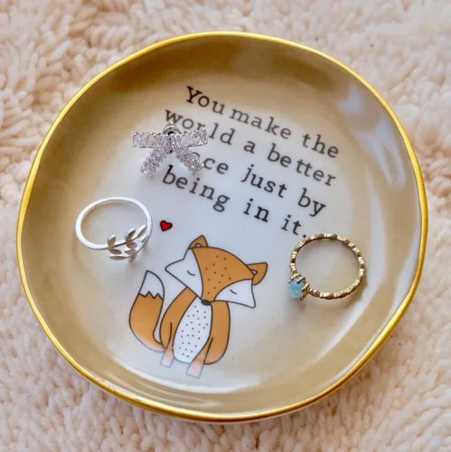 Miniatura 2 de Regalo para mamá, soporte para platos de anillo de zorro, haces del mundo un mejor lugar en él, regalo del día de la madre, regalos para mamá