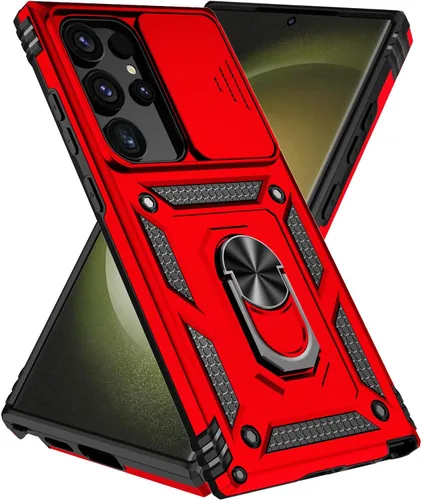Miniatura 10 de SunStory Funda para teléfono Galaxy A14 5G [grado militar] con protector de pantalla HD, cubierta de cámara deslizante, soporte y material negro
