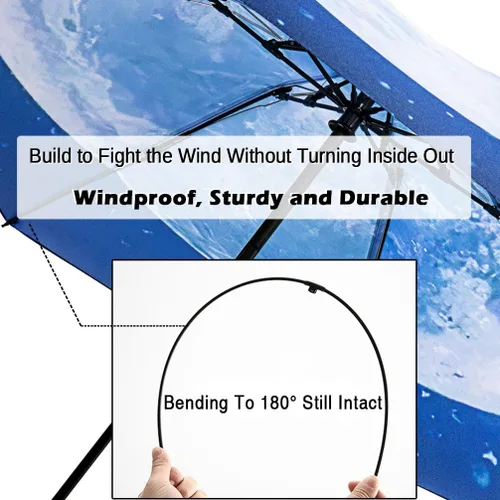 Miniatura 84 de LANBRELLA Paraguas plegable inverso compacto paraguas de viaje a prueba de viento automático