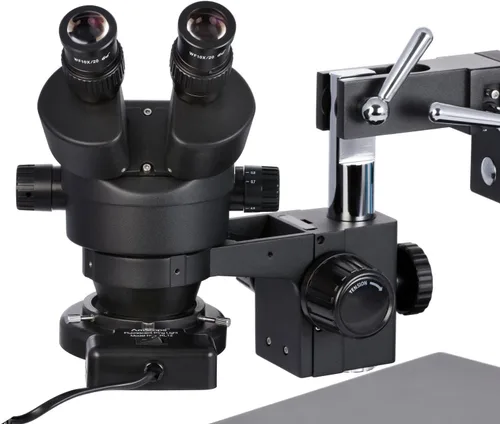 Miniatura 3 de AmScope SM-4BZ-FRL-B Microscopio de zoom estéreo binocular profesional, ocular WH10x, aumento de 3.5X-90X, objetivo de zoom 0.7X-4.5X, luz de anillo