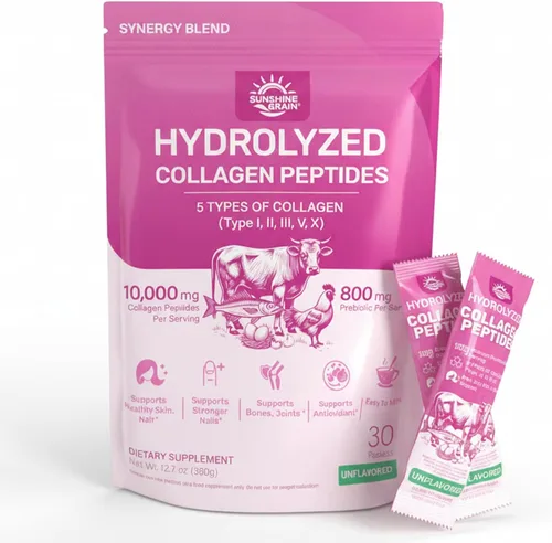 Miniatura 11 de Polvo de péptidos de colágeno múltiple – 0.35 oz de péptidos de colágeno hidrolizados tipo I, II, III, V y X con biotina, ácido hialurónico