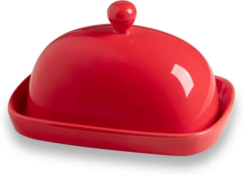 Miniatura 13 de Sweejar Mantequillera de cerámica con tapa para encimera, recipiente para mantequilla de porcelana con mango de perilla, recipiente para mantequilla