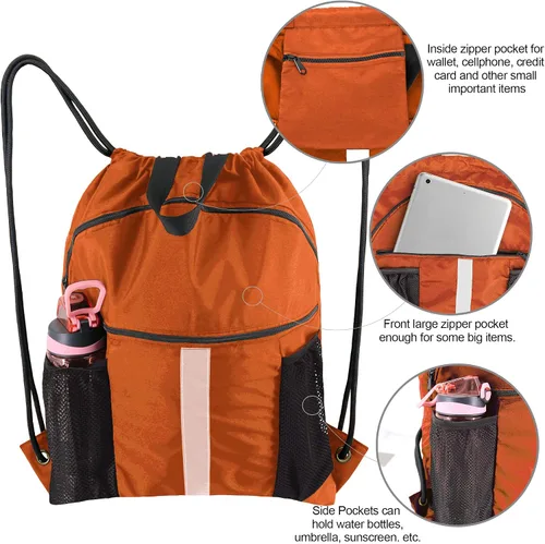 Miniatura 4 de BeeGreen Mochila con cordón y compartimento para zapatos, mochila grande para gimnasio y deportes
