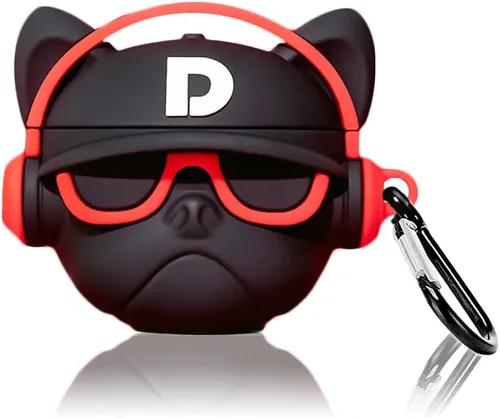 Miniatura 7 de Bonita funda compatible con AirPods 2º y 1º con mosquetón y gancho para llavero, divertida y única de silicona suave 3D a prueba de golpes, funda