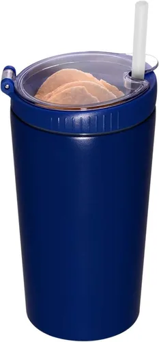 Miniatura 11 de Vaso de aperitivos con tapa y pajita, taza de café de viaje 2 en 1 aislada de acero inoxidable, botella de agua con taza de aperitivo