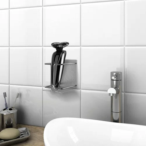 Miniatura 5 de Linkidea Soporte eléctrico para maquinilla de afeitar montado en la pared, de acero inoxidable, estantes de almacenamiento de maquinilla de afeitar