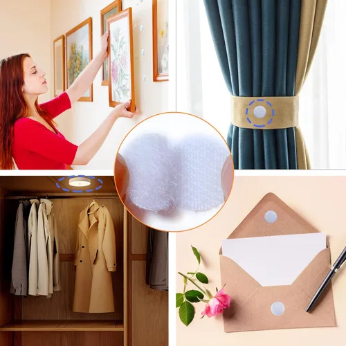 Miniatura 5 de Puntos autoadhesivos blancos para aula: 0.59 pulgadas, 1000 piezas de círculos redondos de velcro con parte trasera adhesiva fuerte - Calcomanías