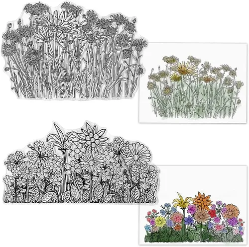 Sellos transparentes de fondo de flores y hojas para hacer tarjetas, manualidades de papel, plantas, girasol, rama de flores de silicona