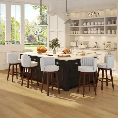 Miniatura 22 de COCO DESIGN - Juego de 2 taburetes de bar giratorios, 24" de altura del asiento, taburetes de bar de estilo moderno de mediados de siglo