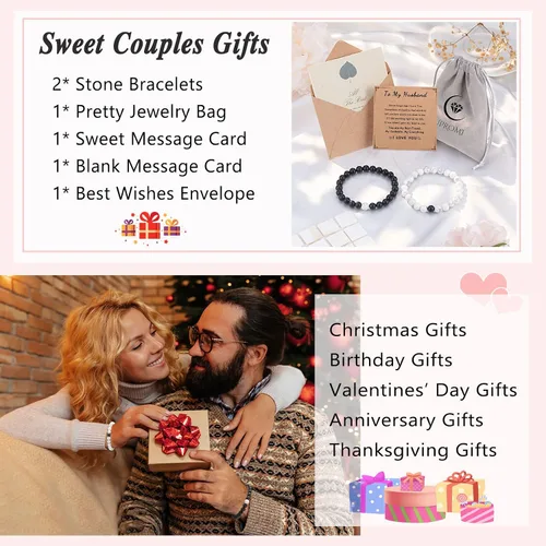 Miniatura 6 de UPROMI Pulseras a juego para parejasalma gemelahombremaridonovionovioprometido, regalos de aniversario del día de San Valentín