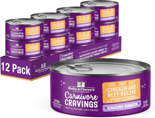 Miniatura 8 de Stella & Chewy's Carnivore Cravings Savory Shreds - Comida húmeda para gatos - Fórmula de alta humedad con pollo premium sin jaula y carne de res