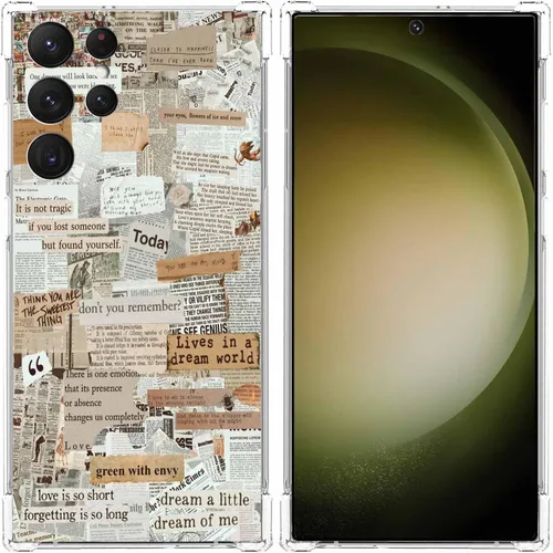 Miniatura 46 de Funda estética de collage para Samsung Galaxy S23 Ultra, patrón de citas positivas, funda de TPU suave de moda compatible con Galaxy S23 Ultra