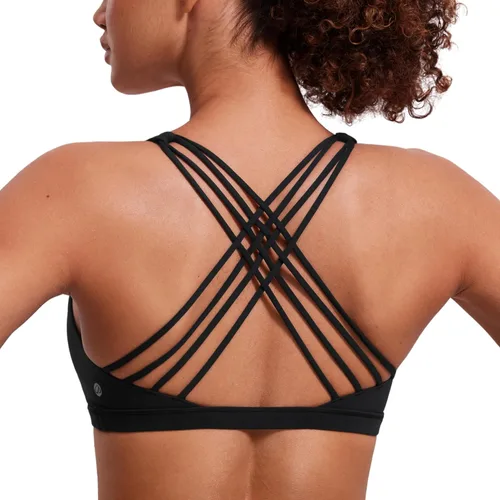 CRZ YOGA - Sujetadores deportivos con tirantes delgados para mujer, brasier de yoga con relleno, sin varillas, espalda cruzada sexy, lindo para