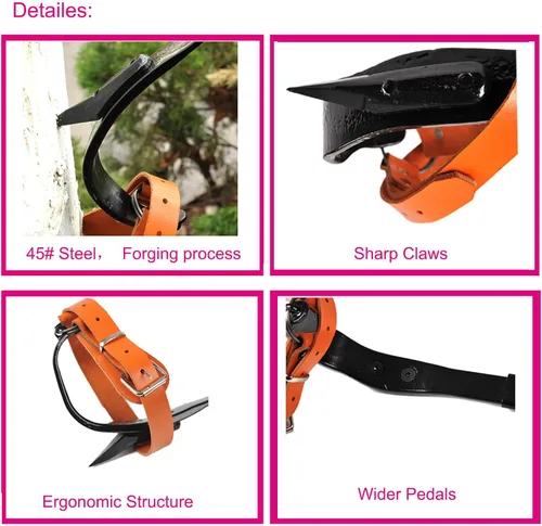 Miniatura 2 de Tree Climbing Spikes, Tree Climbing Gear with Non-Slip Pedal, Adjustable Tree Climbing Tool Set Naranja