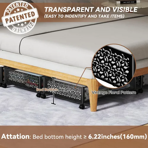Miniatura 3 de Contenedor de Almacenamiento Debajo de la Cama con Ruedas, Organizador de Cajones de Almacenamiento para Zapatos Debajo de la Cama, Contenedores