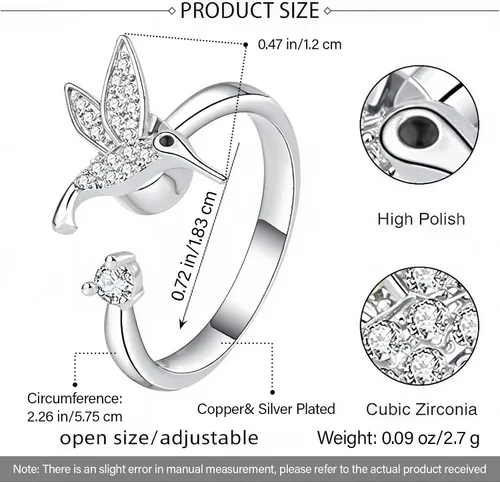Miniatura 88 de Anillo de plata de ley 925, minimalista, ajustable, hecho a mano, para mujeres y niñas