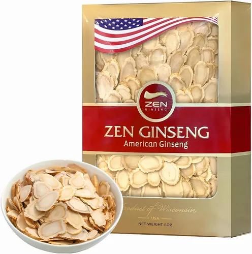 Rodajas de ginseng Zen American Wisconsin: energía mejorada, rendimiento y salud mental para hombres y mujeres (caja de 8 onzas)