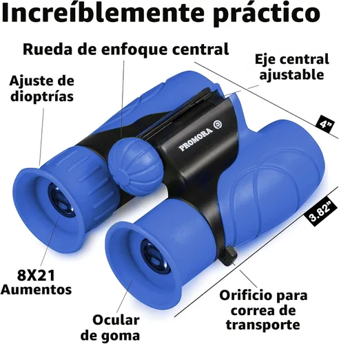 Miniatura 5 de Binoculares para niños – Juguete perfecto para niños pequeños y niñas – Juego extenso que incluye lupa y brújula – Potente aumento 8 x 21 – niños