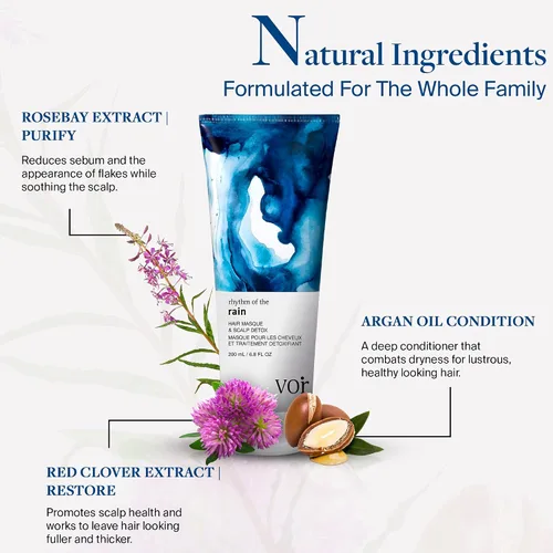 Miniatura 3 de Voir Haircare Rhythm of the Rain - Máscara para el cabello y desintoxicación del cuero cabelludo, 6.8 onzas líquidas