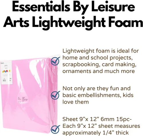 Miniatura 2 de EBL Foam Sheets 9x12" 0.236 in 15pc Rosa