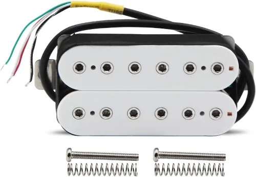 Miniatura 12 de FLEOR Alnico 5 Pastillas de cuello y puente para guitarra eléctrica, doble bobina Humbucker, color negro Cuello negro (7-8K)+Puente (8-9K) Conjunto