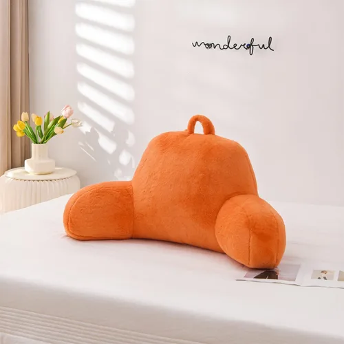 Miniatura 24 de A Nice Night Almohada de lectura de piel sintética con cuña para adultos y niños, respaldo con brazos para sentarse en la cama/sofá para reposo