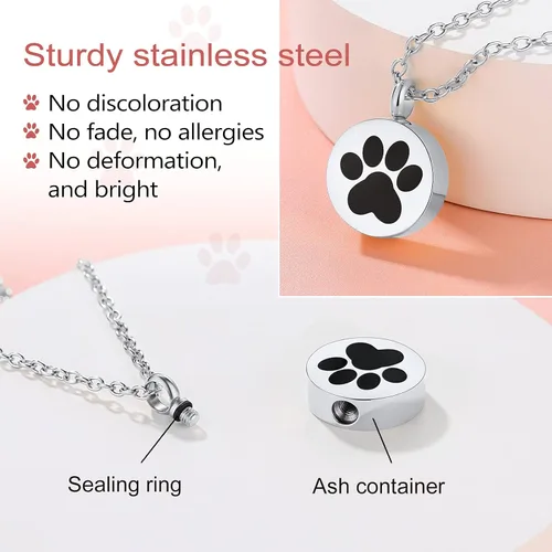 Miniatura 88 de FindChic Collares personalizados con urna para cenizas, barra vertical, gato, luna, reloj de arena, garra de perro, acero inoxidable, chapado en oro