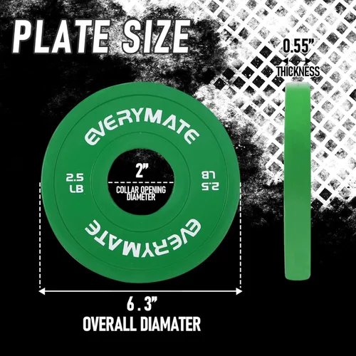 Miniatura 3 de EVERYMATE Placas de Peso de Cambio 1.25LB 2.5LB 5LB Juego Placa Fraccional Placas Olímpicas de Parachoques para Entrenamiento Cruzado Placas