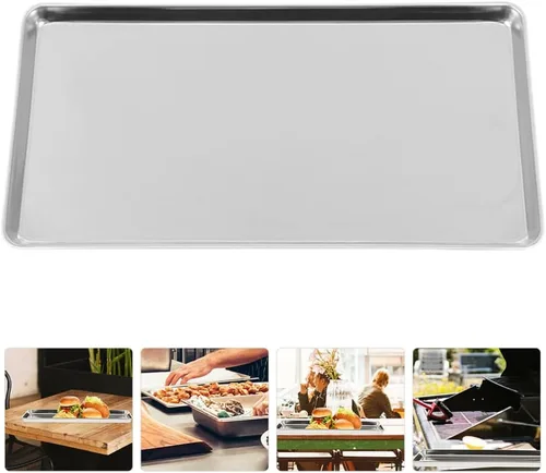 Miniatura 2 de Kichvoe Bandeja de vapor de fideos de arroz de acero inoxidable, bandeja rectangular para horno, plato multiusos para uso en el hogar, cocina