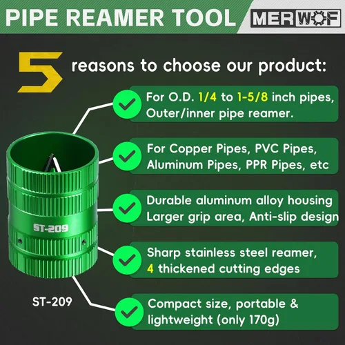 Miniatura 2 de Escariador de tubería de metal para tubería de PVC de cobre, herramienta de desbarbado, herramientas de plomería, limpiador de tubos