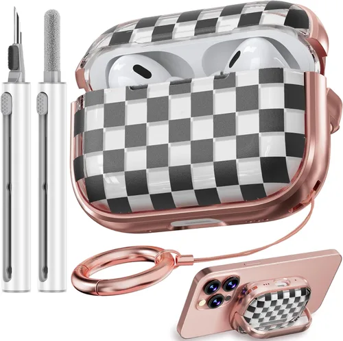 Miniatura 28 de Inesore Funda para AirPods Pro 3 2025 con cerradura, funda transparente floral para mujeres, compatible con Apple Airpods Pro de 3ª