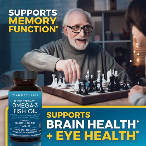 Miniatura 6 de Viva Naturals Aceite de Pescado Omega-3, Triple Fuerza, 2500 mg, 30 Cápsulas Blandas – Ácidos Grasos Omega 3 Re-Esterificados Incluyendo EPA, DHA