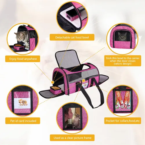 Miniatura 4 de Transportín para gatos y perros pequeños, gatitos, cachorros, transportín para mascotas para gatos pequeños y medianos de menos de 15 libras, Rojo