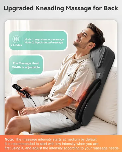 Miniatura 5 de Snailax Masajeador Shiatsu de Cuello y Espalda con Calor, Masajeador de Cuello de Altura Ajustable con Rodillos, Almohada de Masaje para Silla
