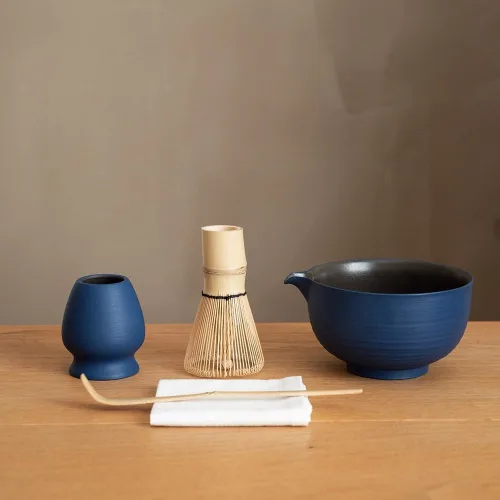 Juego de 6 batidores japoneses de matcha, hecho a mano con cuenco (chawan), batidor de bambú (Chasen) y soporte, cuchara, tamiz y toalla de té, kit