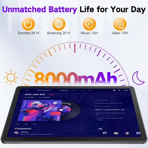 Miniatura 5 de JUNYANG Tablet Android 14 de 11 pulgadas con Octa-Core, 256 GB ROM 10 GB RAM (expansión de 2 TB), Tablet PC 2026 con batería de 8000 mAh, tableta