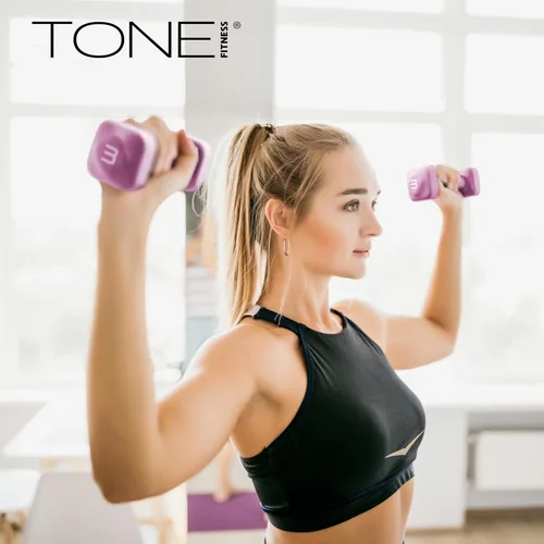 Miniatura 7 de Tone Fitness Pares de Mancuernas de Pesas de Neopreno con Cabeza Cuadrada Antirrodamiento Múltiples Opciones Azul