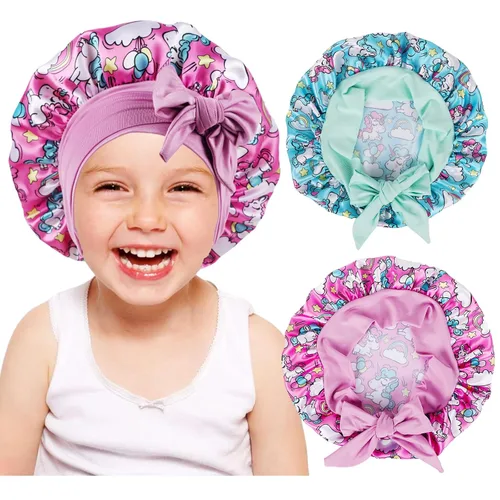 Miniatura 8 de 2 gorros de seda para niñas y niños pequeños, para cabello rizado