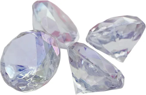 Allstarco 4 piezas de 2.362 in extra grandes de diamante acrílico con revestimiento AB para decoración de mesa de boda, rellenos de jarrón envueltos