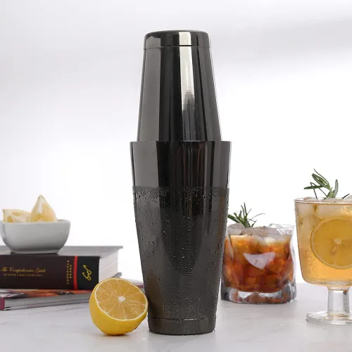 Miniatura 6 de ETENS Boston - Coctelera negra, latas de coctelera pesadas, juego de coctelera de bar para barman - Mezclador de bebidas de acero inoxidable
