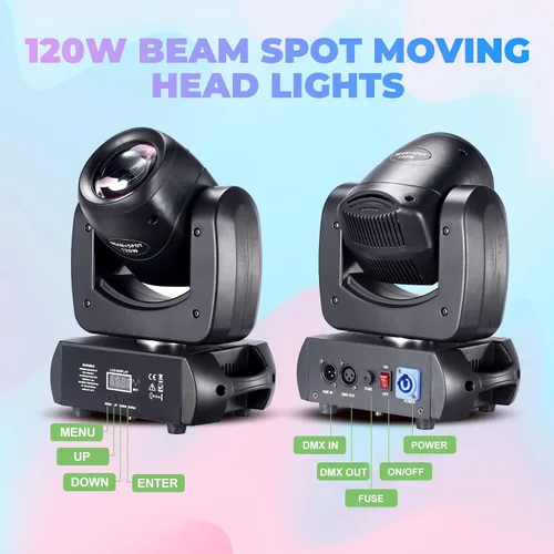 Miniatura 3 de 120W LED Cabeza Móvil Dj Luz Roto Prism Beam Etapa Luces 8 GOBOs 8 Colores DMX 512 12CH Sonido DJ Iluminación para Disco Fiesta Eventos Boda Etapa