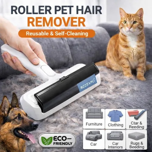 Miniatura 4 de Removedor de pelo de mascotas, rodillo de pelusa reutilizable para pelo de gato y perro, rastrillo de alfombra para depilación de mascotas, muebles