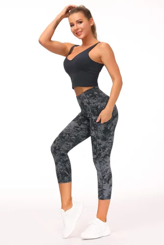 Miniatura 5 de The Gym People Pantalones deportivos gruesos de tiro alto, con bolsillos y control de abdomen, leggings para entrenar, correr, hacer yoga, para mujer