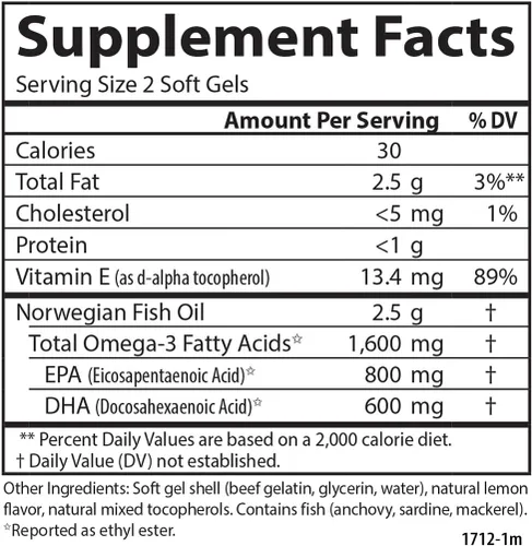 Miniatura 4 de Carlson Labs Elite Omega-3 Gems Aceite de pescado 1250 mg, 180 cápsulas blandas